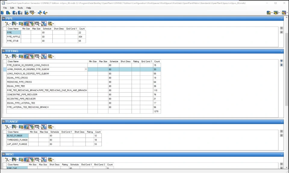 Bentley OpenPlant Modeler spec